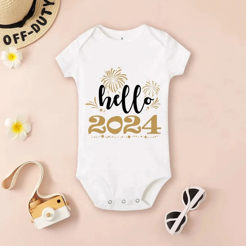 Hello 2024 Baby Bodysuit: Short Sleeve Romper Shower Gift