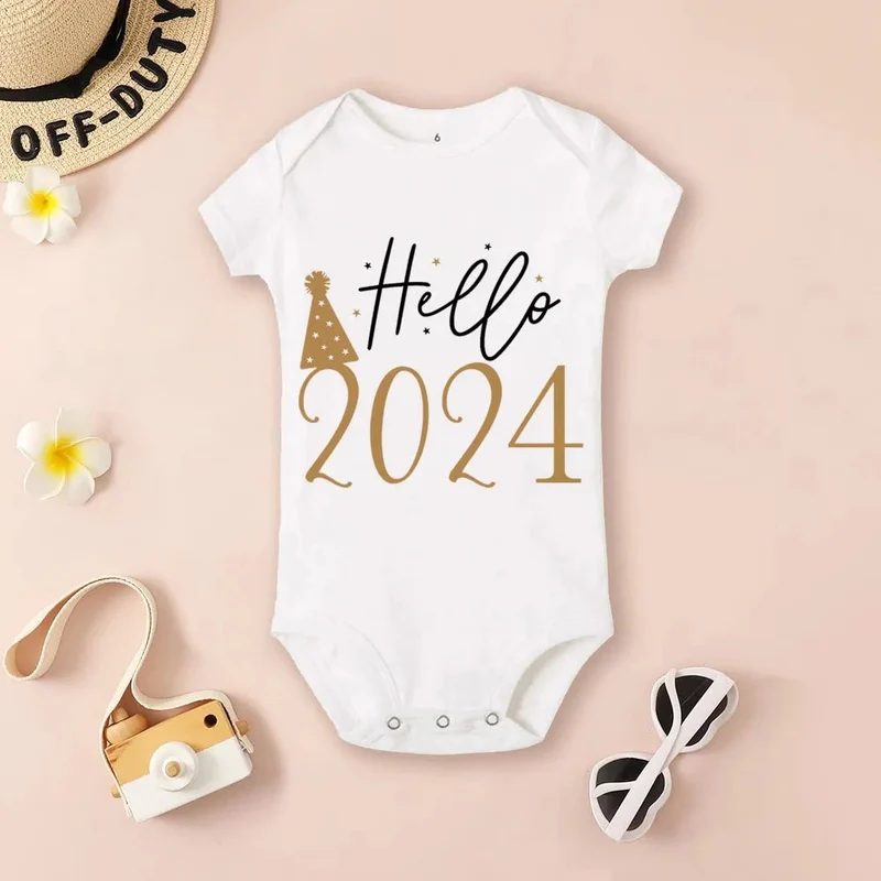 Hello 2024 Baby Bodysuit: Short Sleeve Romper Shower Gift