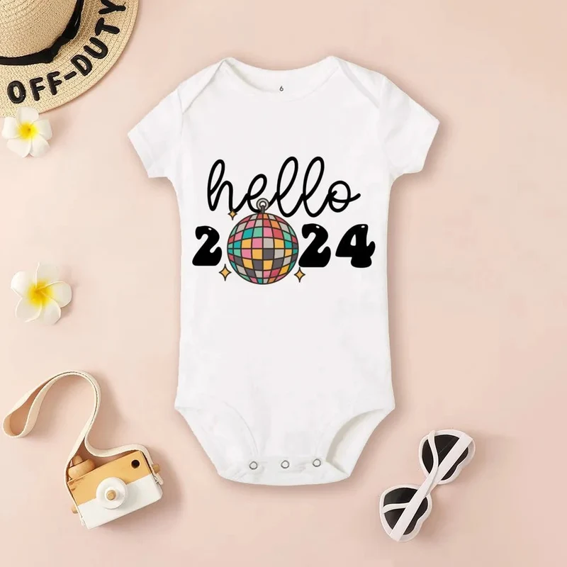 Hello 2024 Baby Bodysuit: Short Sleeve Romper Shower Gift