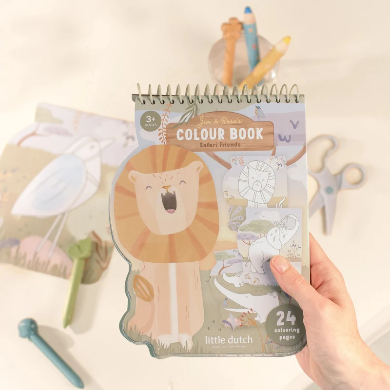 Libro colorear espiral Safari León · Little Dutch