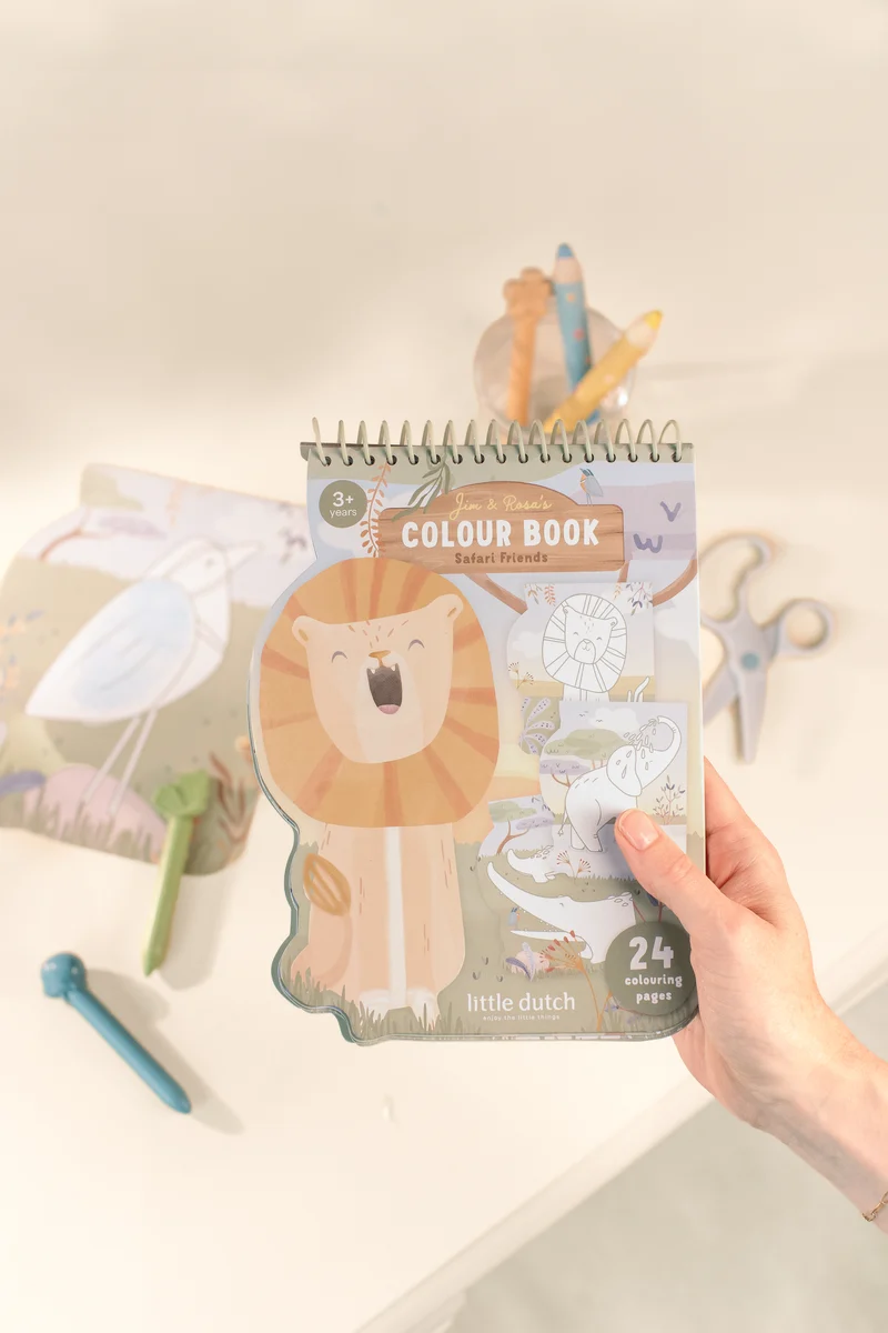 Libro colorear espiral Safari León · Little Dutch