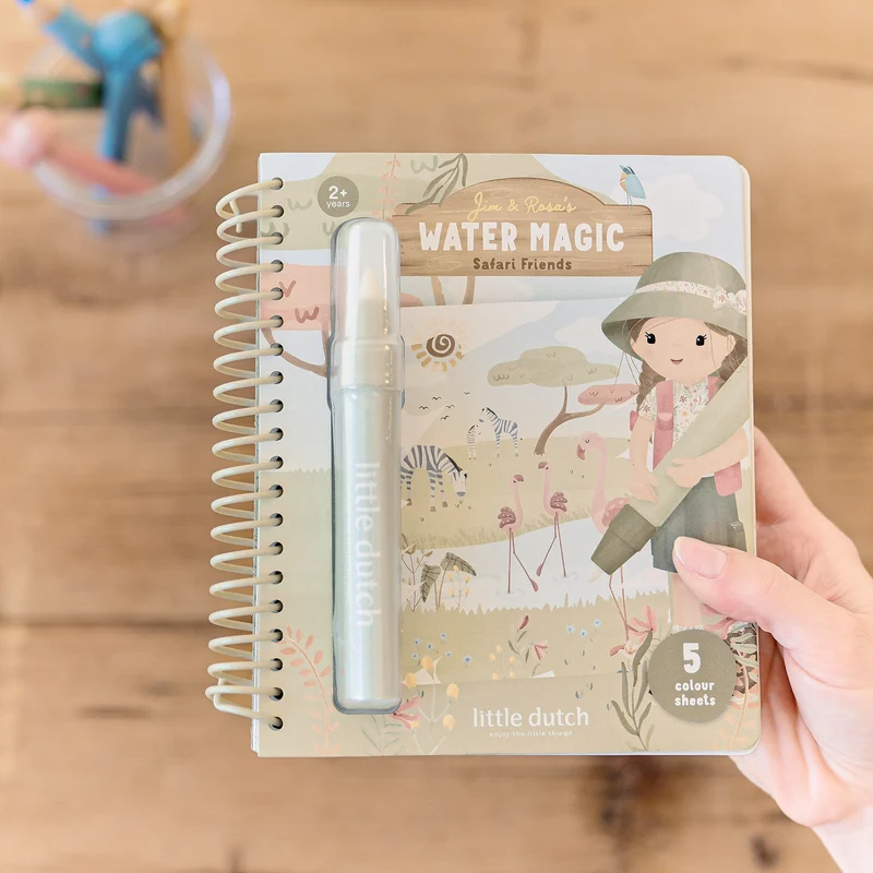 Libro Mágico al agua Safari Rosa · Little Dutch