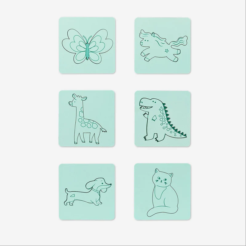 Wooden drawing stencils with animal designs - 6 pcs