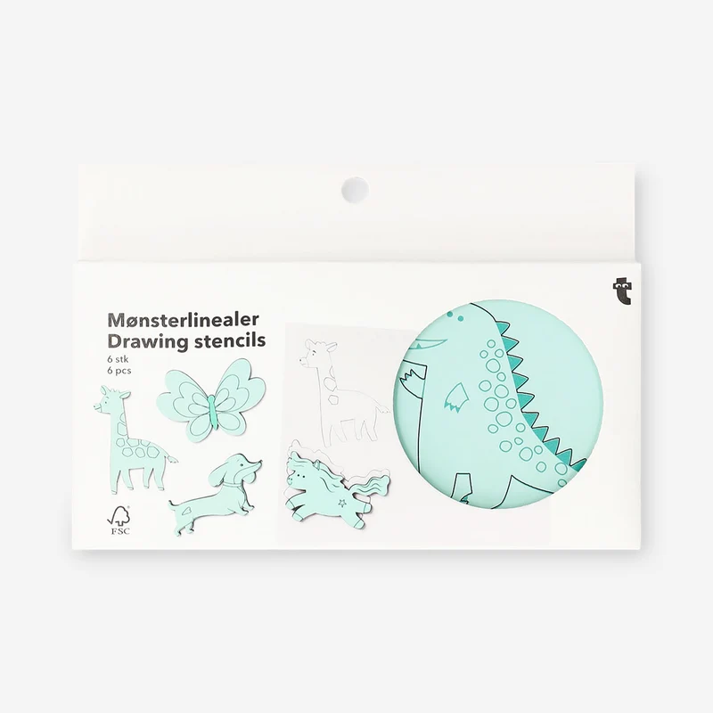 Wooden drawing stencils with animal designs - 6 pcs