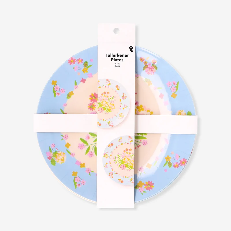 Reusable floral plates - 4 pcs