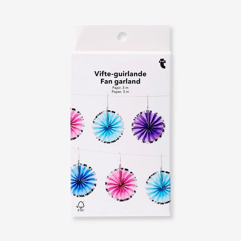 Paper fans garland - 200 cm