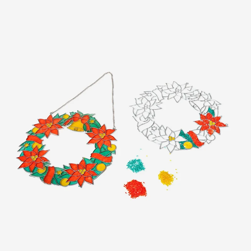 DIY stained glass hanging wreath