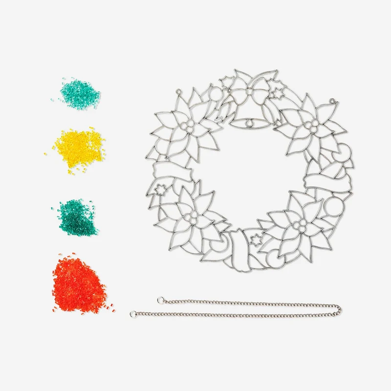 DIY stained glass hanging wreath