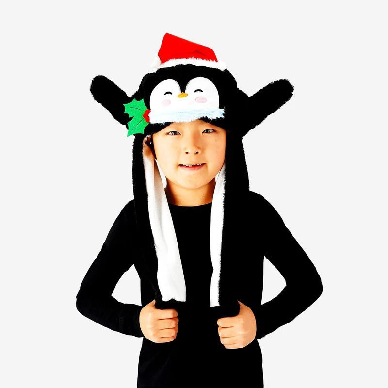 Penguin hat with moving wings
