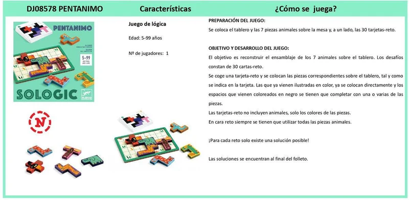 Juego de lógica Pentanimo · DJECO