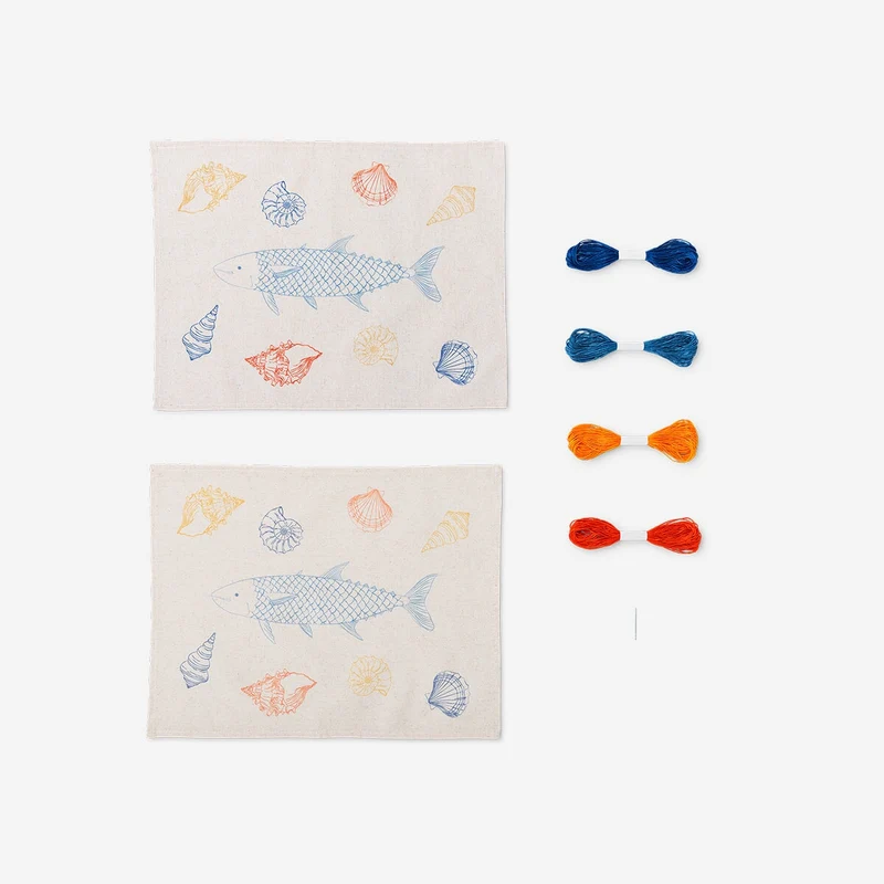 DIY ocean embroidery placemat