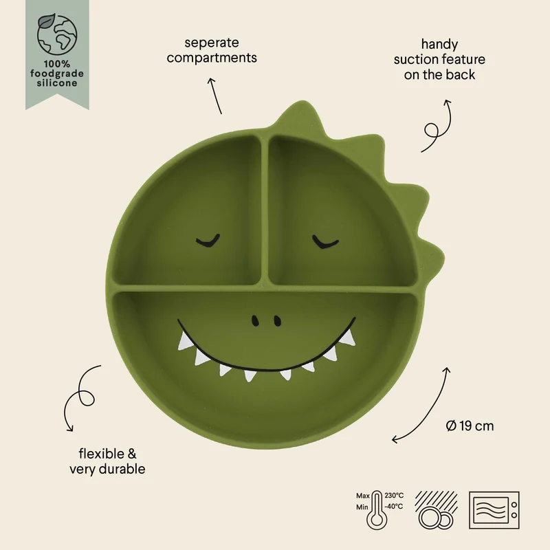 Plato compartimentos silicona Dino · Trixie