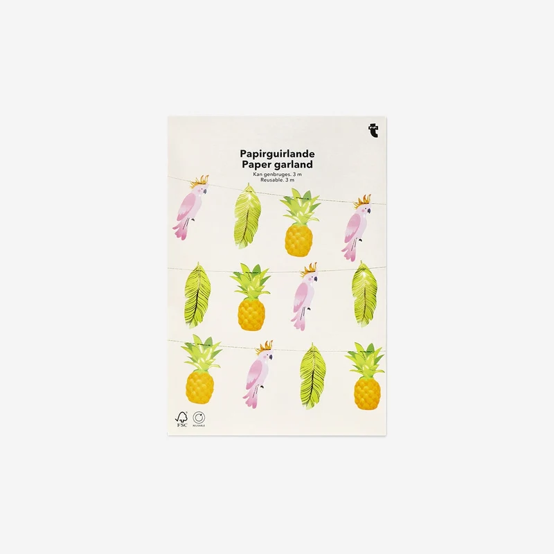 Paper garland with tropical theme - 300 cm