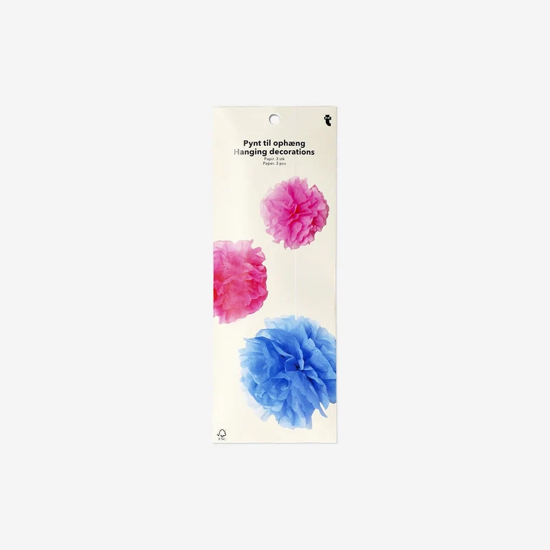 Hanging pom pom decorations - 3 pcs