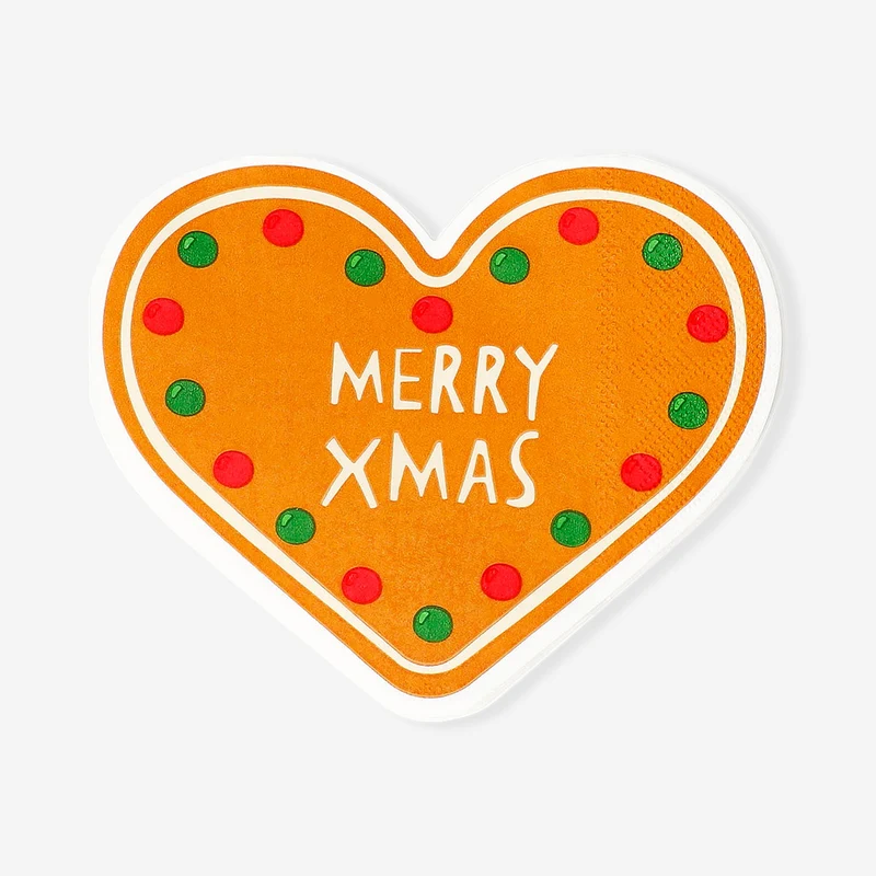 Gingerbread heart napkins - 16 pcs