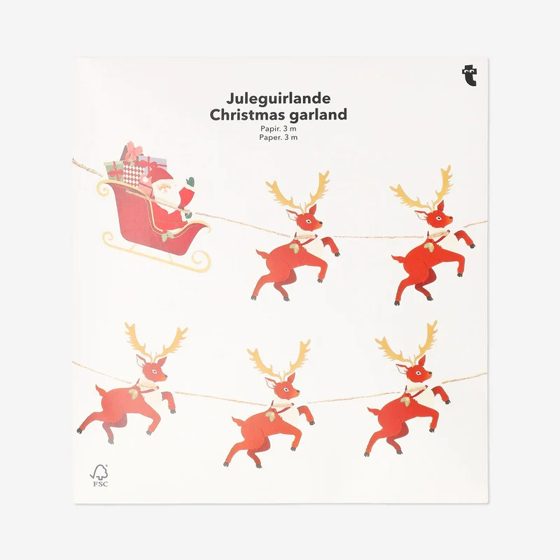 Christmas garland with Santa and his reindeers - 300 cm
