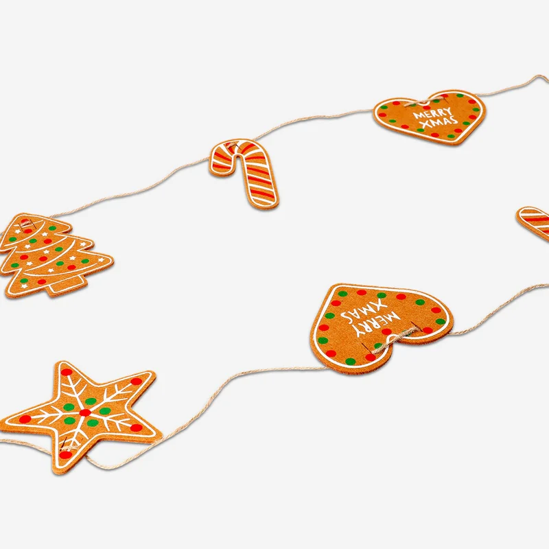 Felt Christmas garland with gingerbread cookies - 300 cm