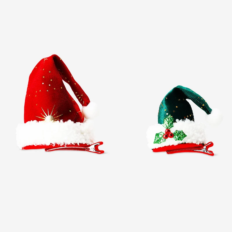 Santa's hat hairclips - 2 pcs