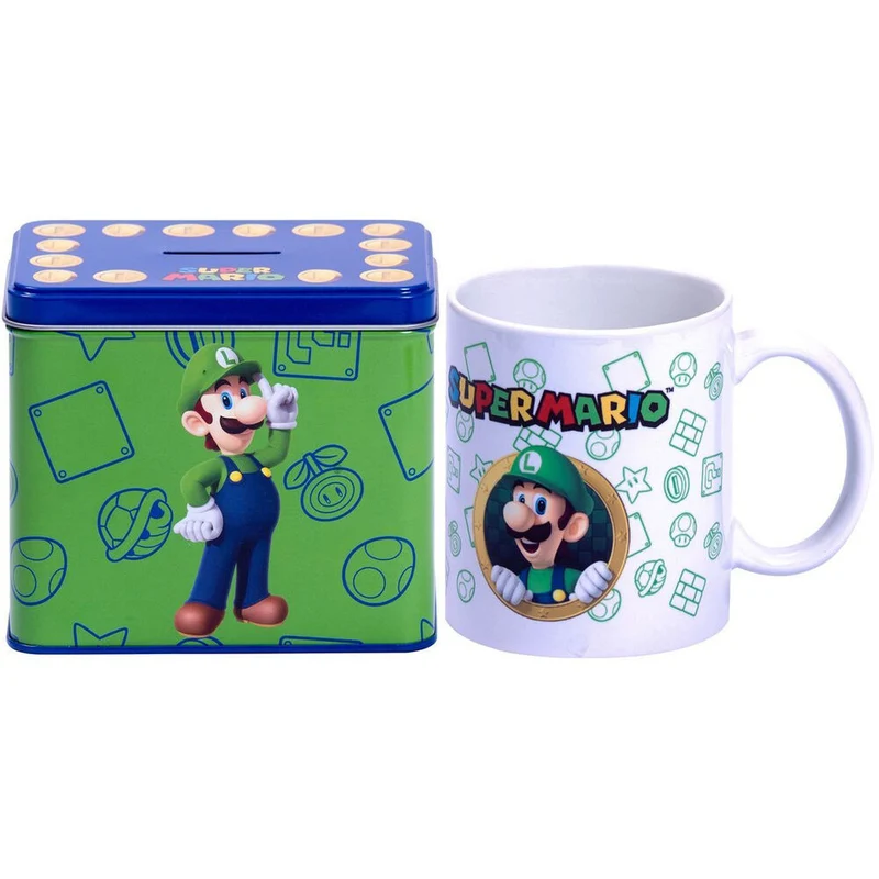 Hucha y Taza Luigi - Super Mario Bros Nintendo