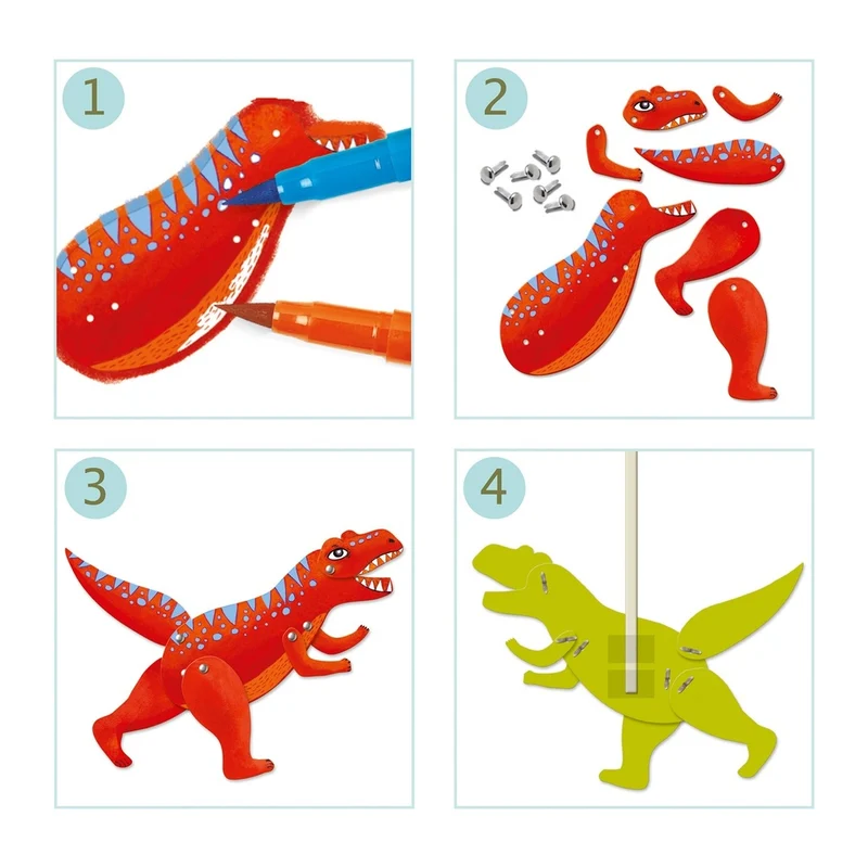 Colorea sorpresas Muñecos Dinos · DJECO