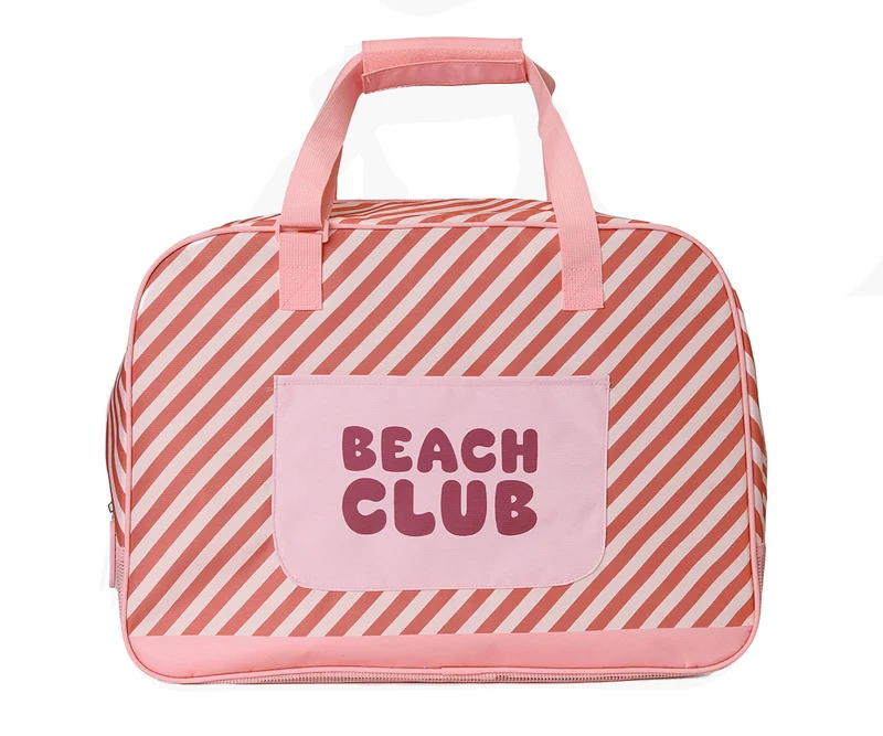Bolsa de Playa con Rejilla · Stripes Bloom & Blush