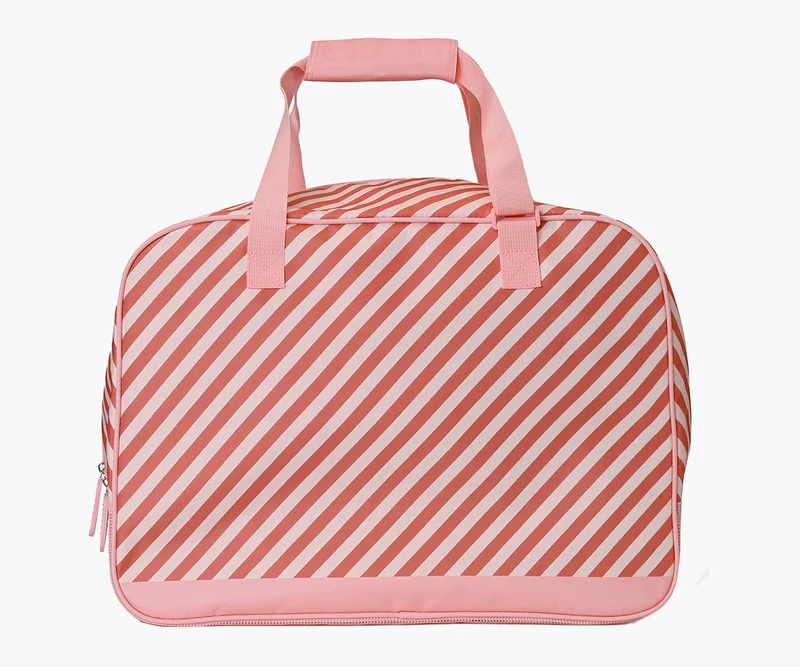 Bolsa de Playa con Rejilla · Stripes Bloom & Blush