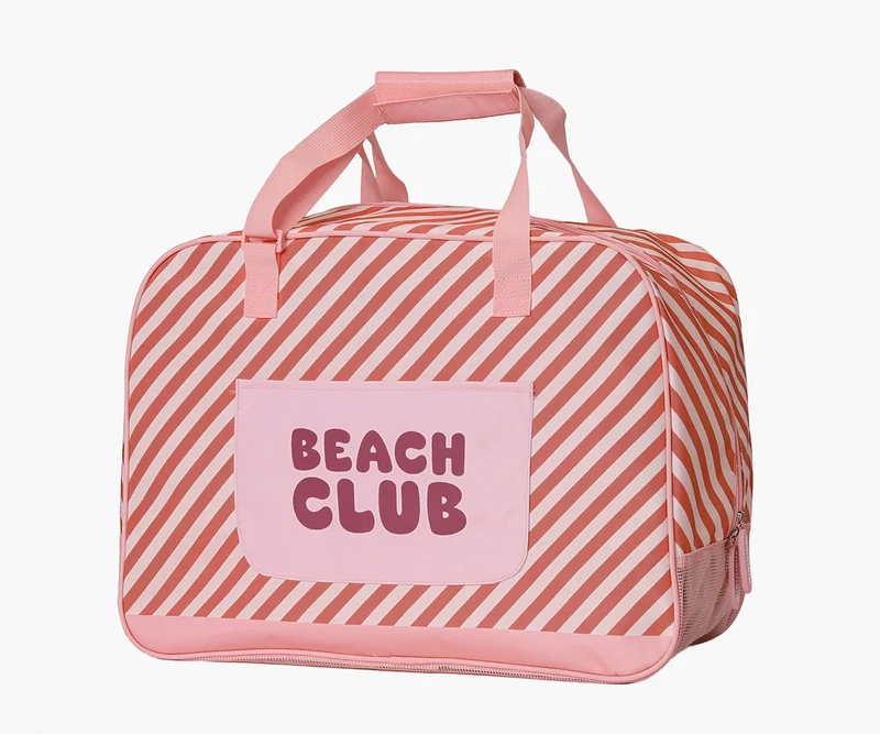 Bolsa de Playa con Rejilla · Stripes Bloom & Blush