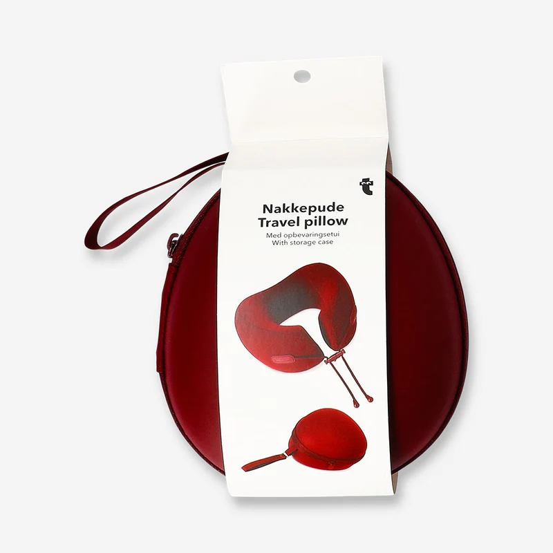 Memory foam travel pillow with storage case