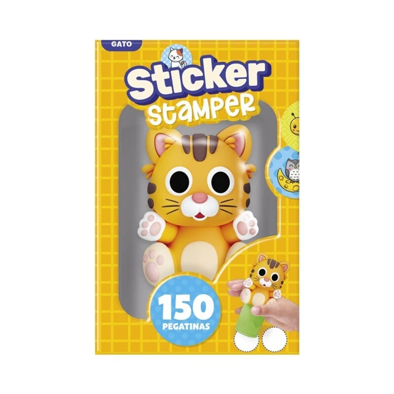 STICKER STAMPER - GATO CON 150 PEGATINAS