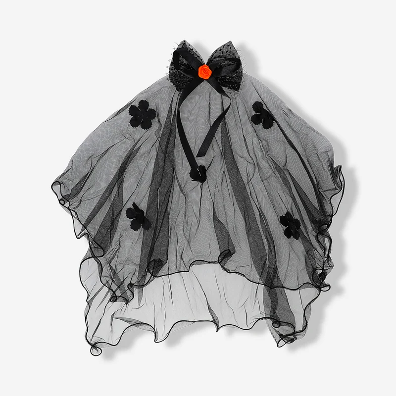 Costume hairband with veil and flowers - For adults