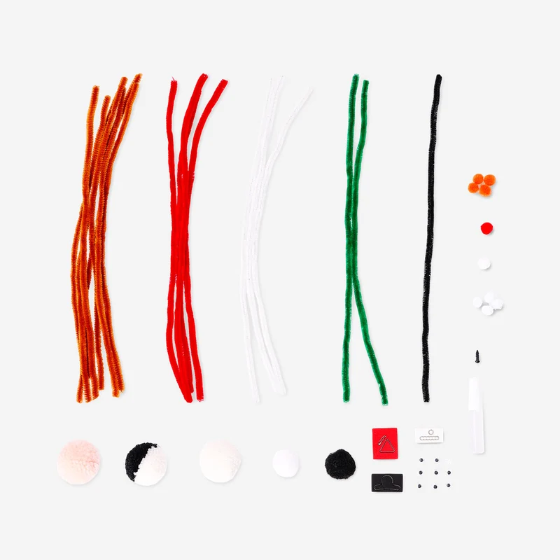 DIY Christmas characters kit with pom poms and pipe cleaners