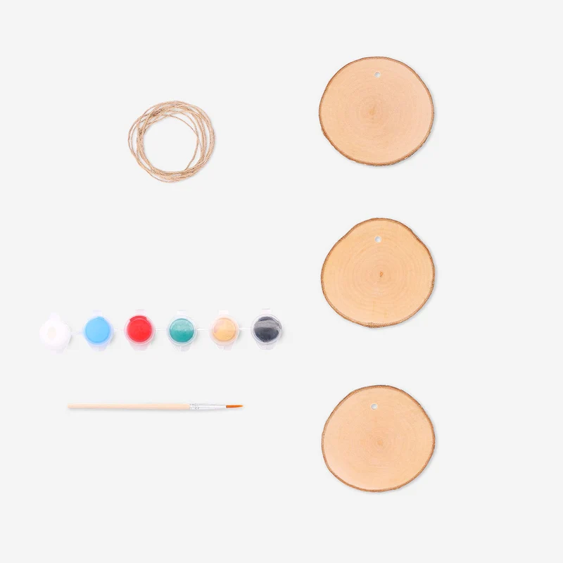 DIY wooden ornaments - 3 pcs