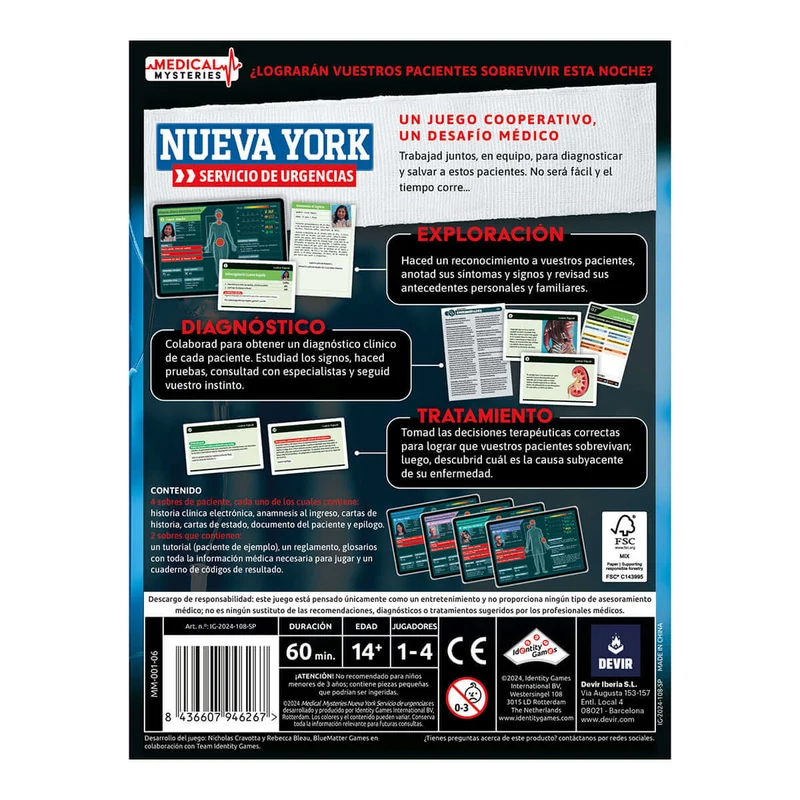 Medical Mysteries Nueva York - Juego de mesa - Devir - 1-4 jugadores - 14+ años - 30-60 min