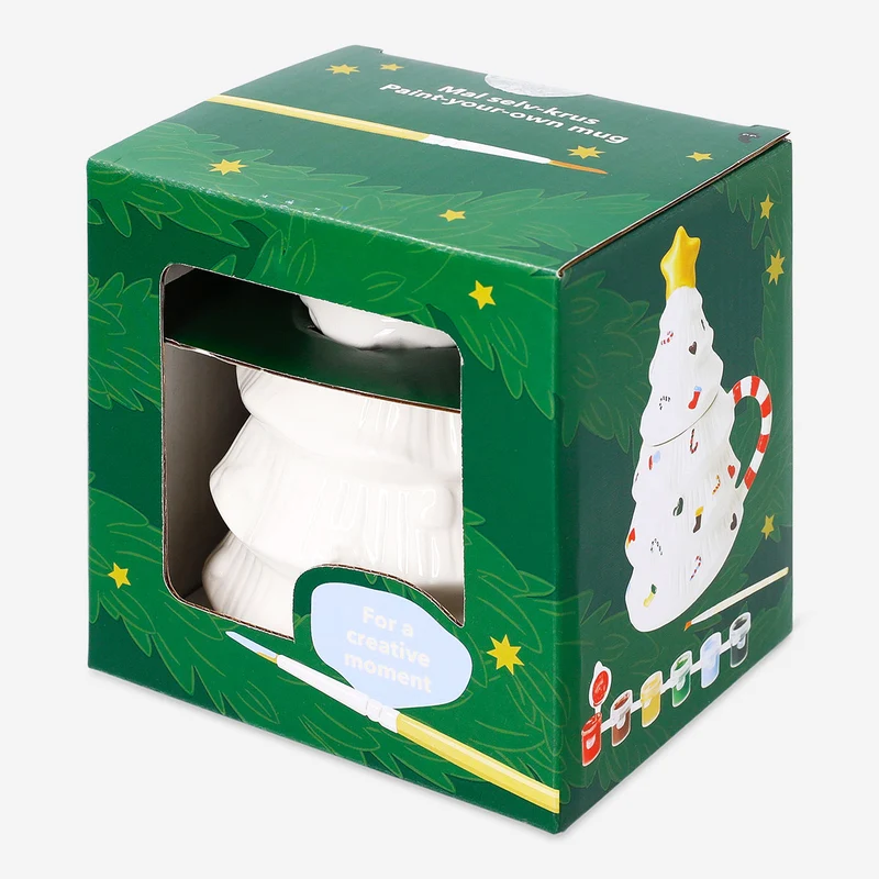 DIY Christmas tree mug with lid - 400 ml