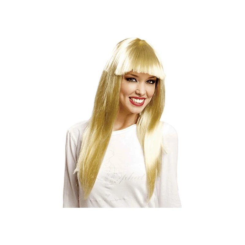 Peluca Larga Con Flequillo Rubia