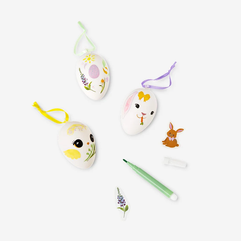 DIY decorative eggs with markers and stickers