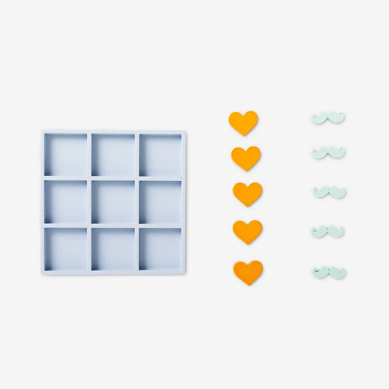Tic-tac-toe moustache and heart themed
