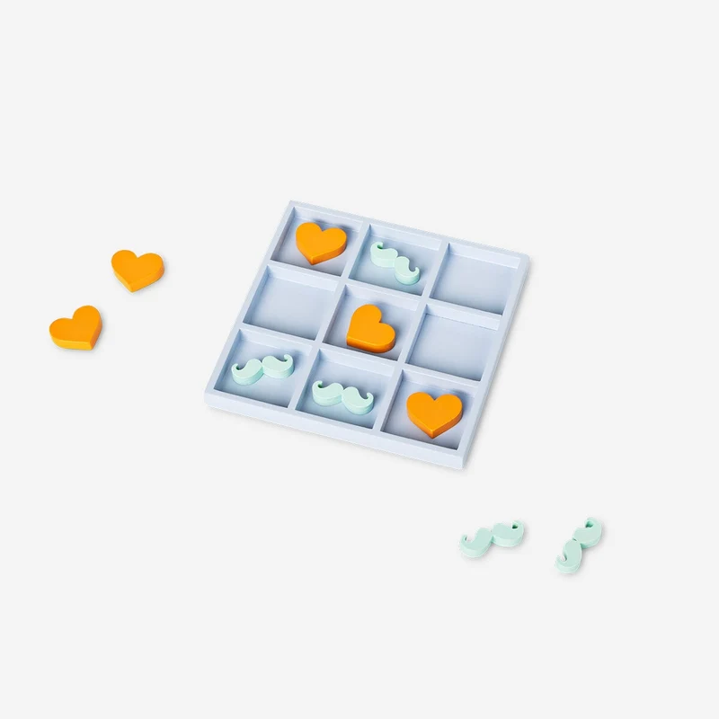 Tic-tac-toe moustache and heart themed