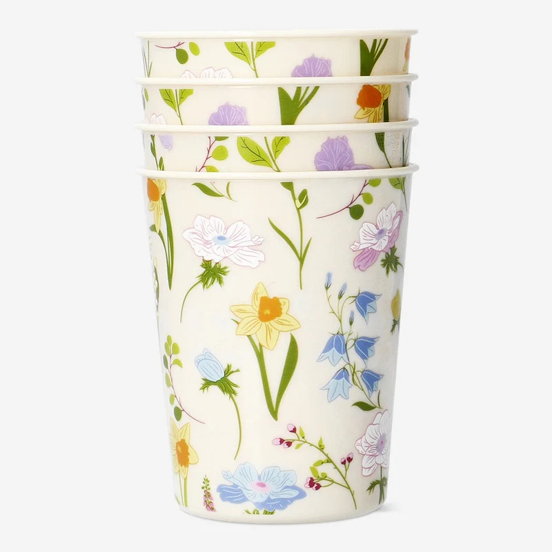 Cups with flower print - 4 pcs