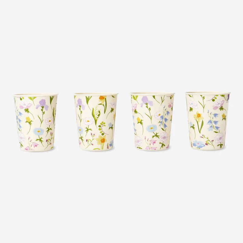 Cups with flower print - 4 pcs