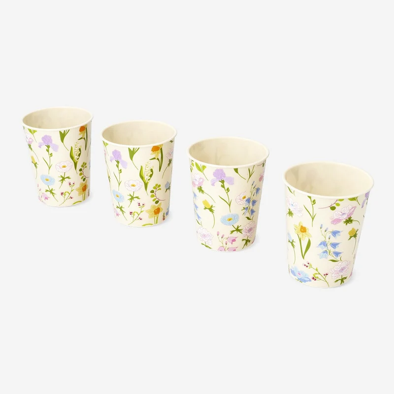 Cups with flower print - 4 pcs