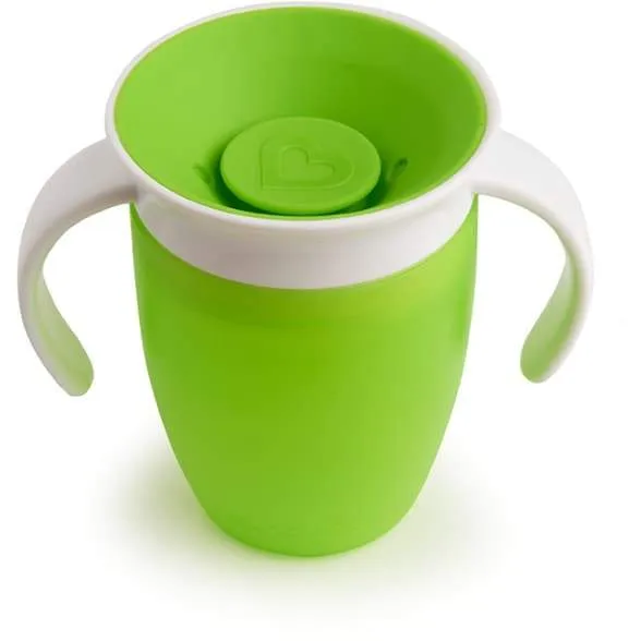Vaso Antiderrame con Asa Miracle 360º Verde Pastel · Munchkin