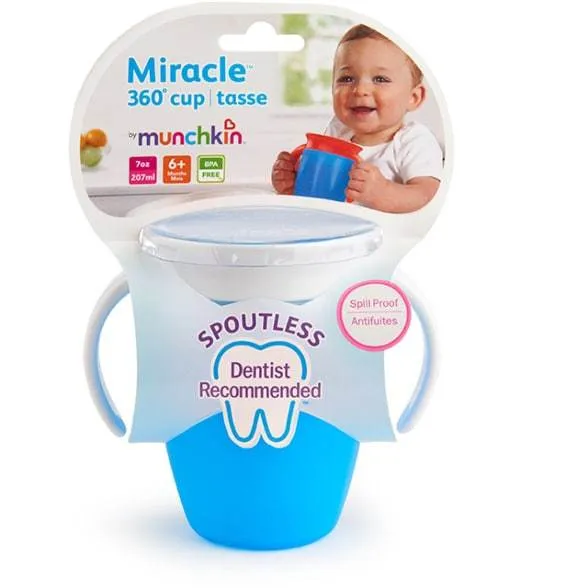 Vaso Antiderrame con Asa Miracle 360º Verde Pastel · Munchkin