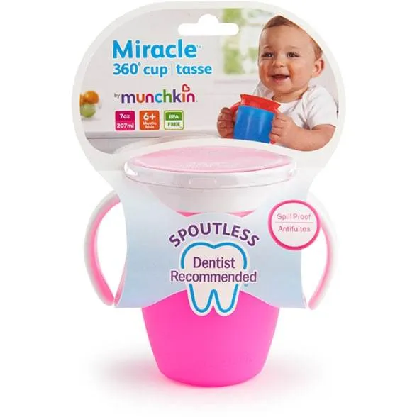 Vaso Antiderrame con Asa Miracle 360º Rosa pastel · Munchkin