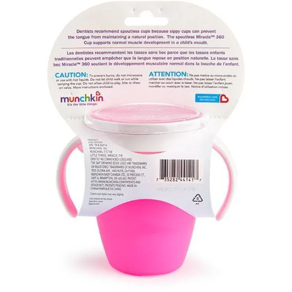 Vaso Antiderrame con Asa Miracle 360º Rosa pastel · Munchkin