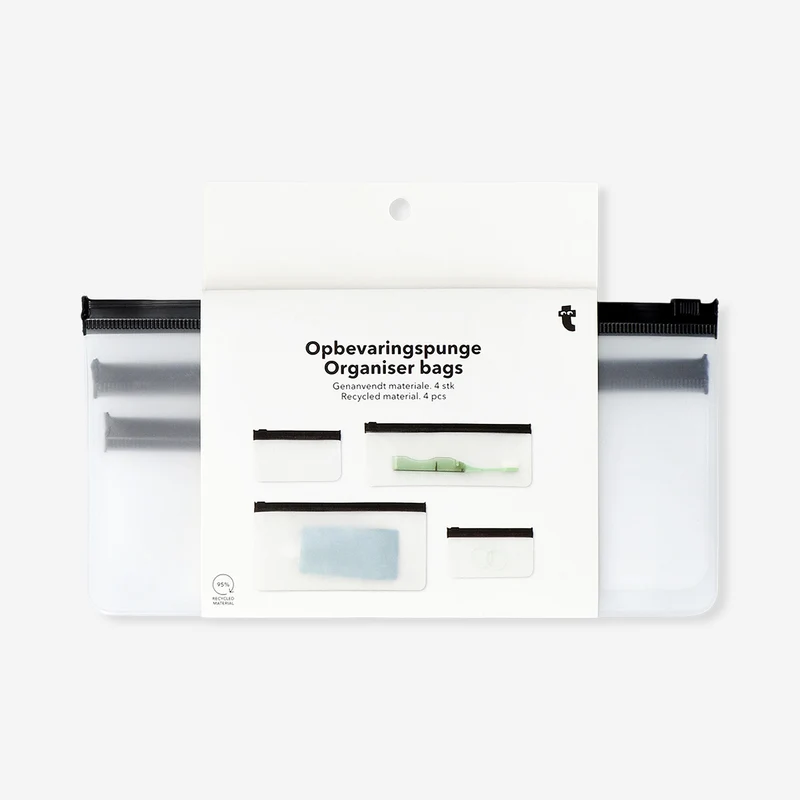 Black organiser bags with zipper - 4 pcs