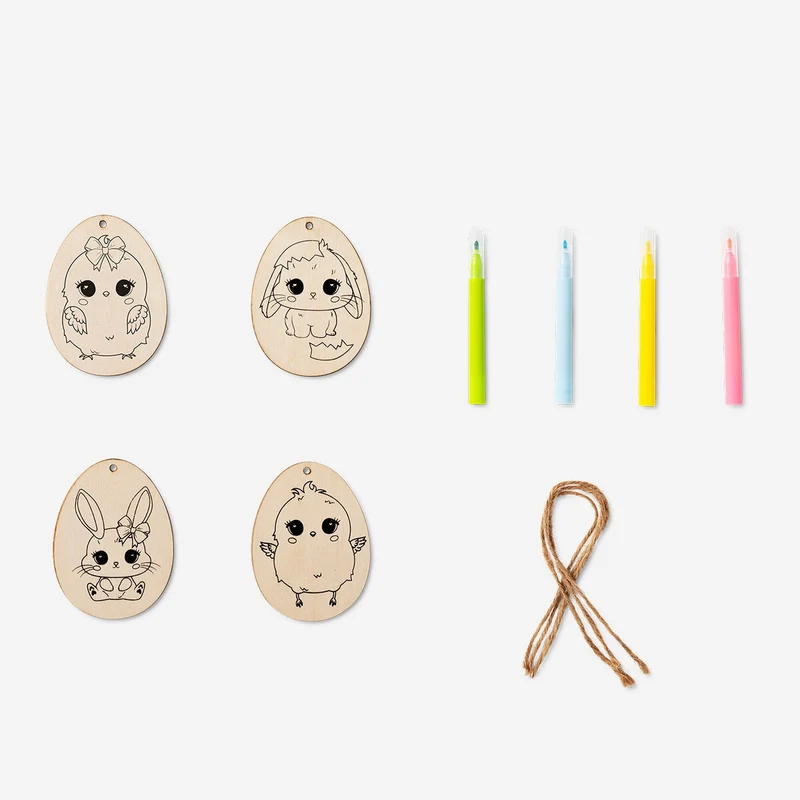 DIY wooden ornaments - 4 pcs