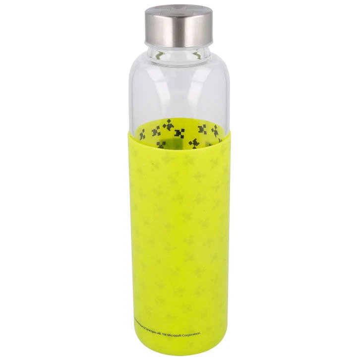 Botella Cristal con Funda Silicona Creeper - Minecraft 585ml