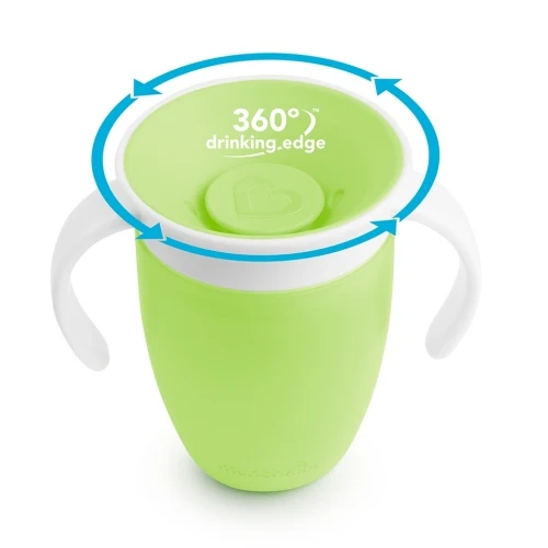 Vaso Antiderrame con Asa y Tapa - Miracle 360º Verde · Munchkin
