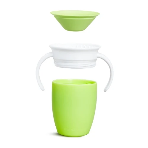 Vaso Antiderrame con Asa y Tapa - Miracle 360º Verde · Munchkin